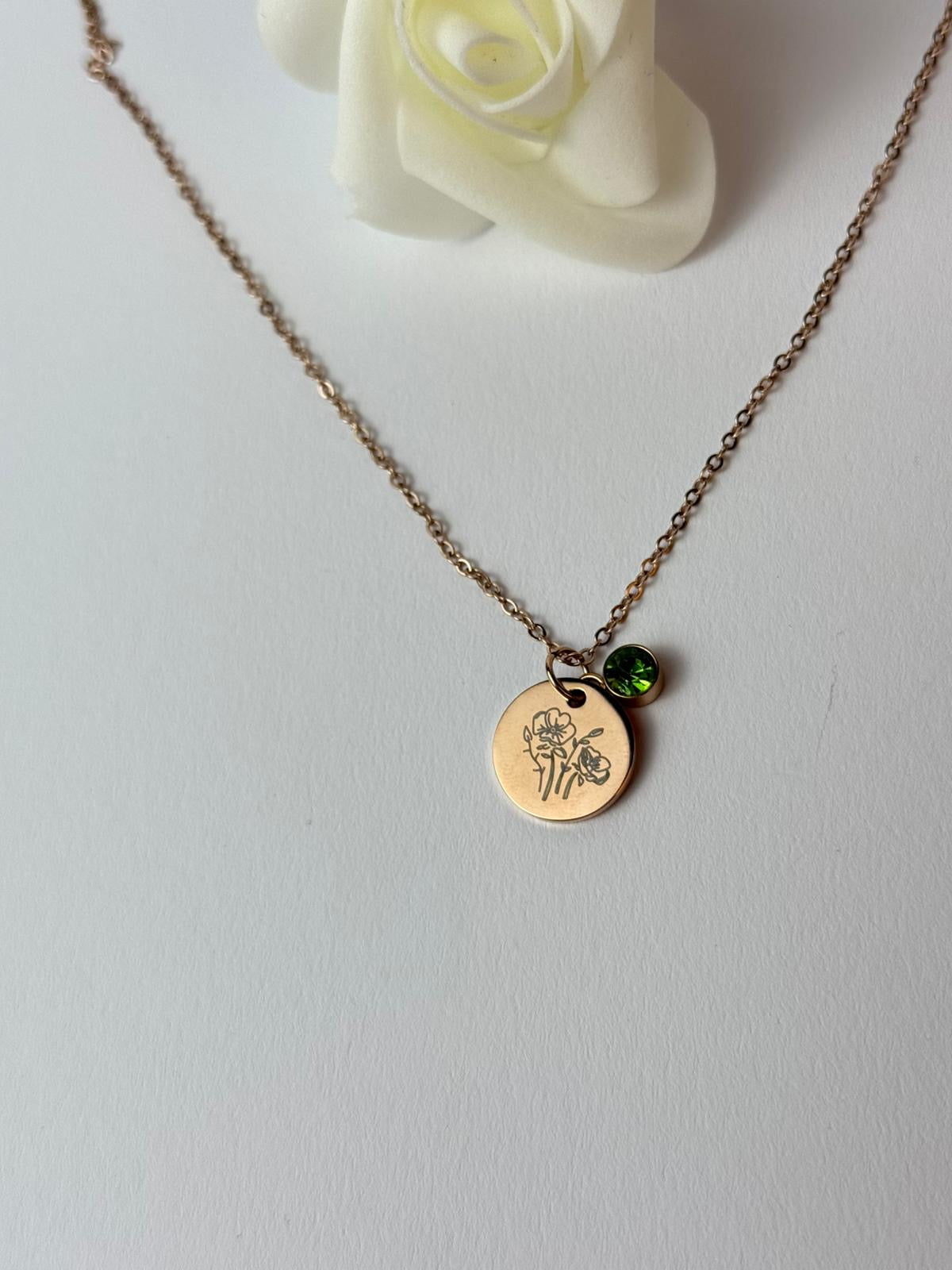 Personalized Birthstone Pendant Rose Gold
