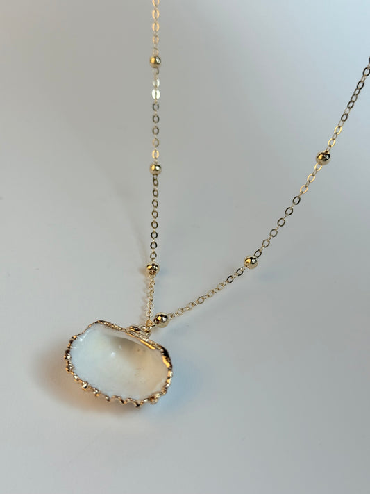 White and Gold Medium sized Natural Shell necklace