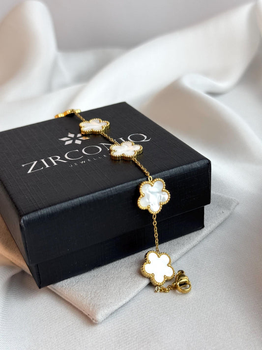 Five Leaf Clover Bracelet White - Lucky Bracelet