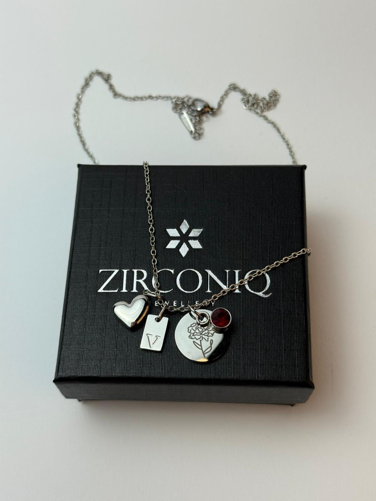 Personalized Birthstone Pendant Rose Silver