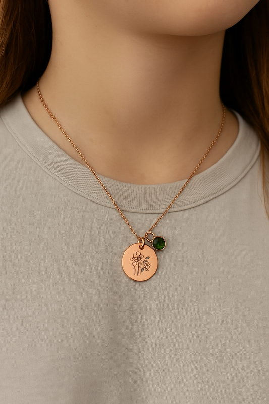 Personalized Birthstone Pendant - Rose Gold
