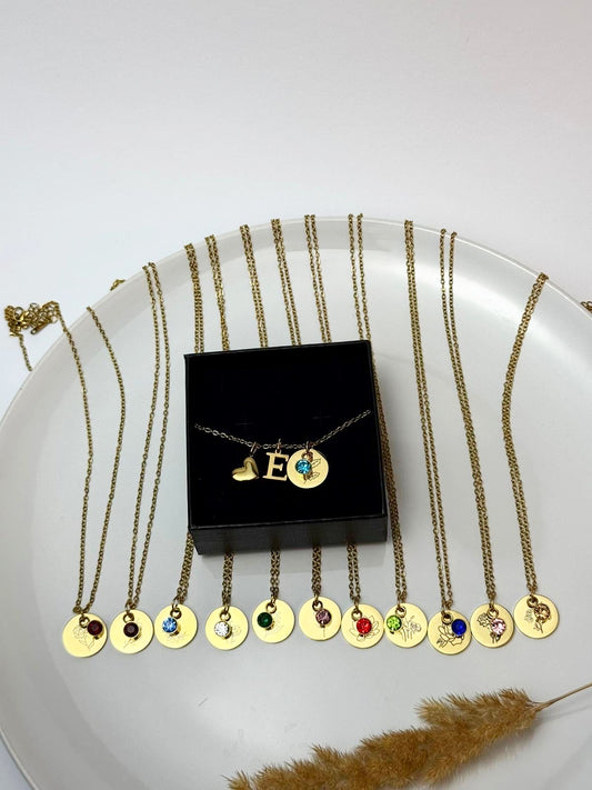 Personalized Initial & Birthstone Pendant