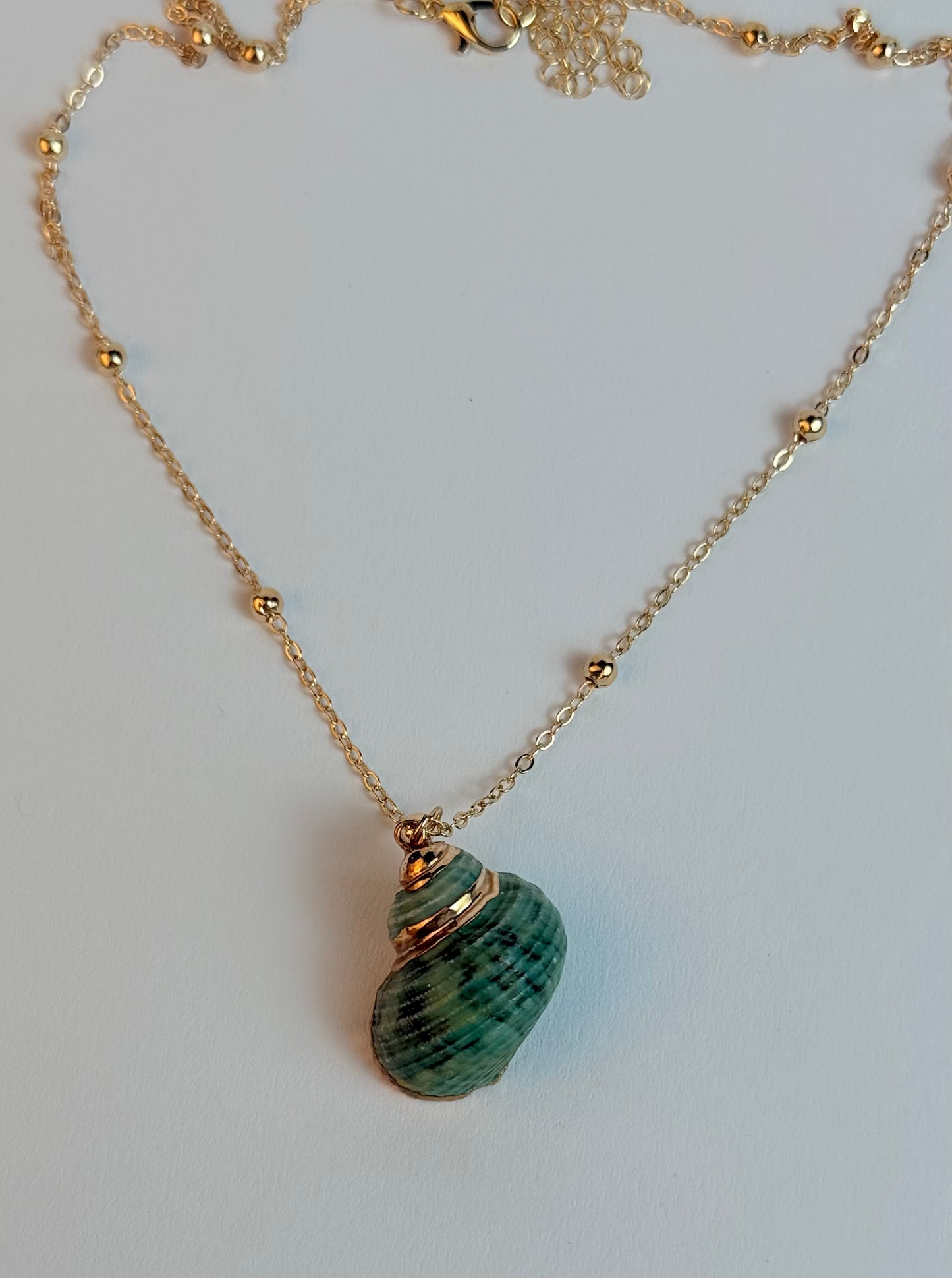 Green and Gold Natural Shell necklace