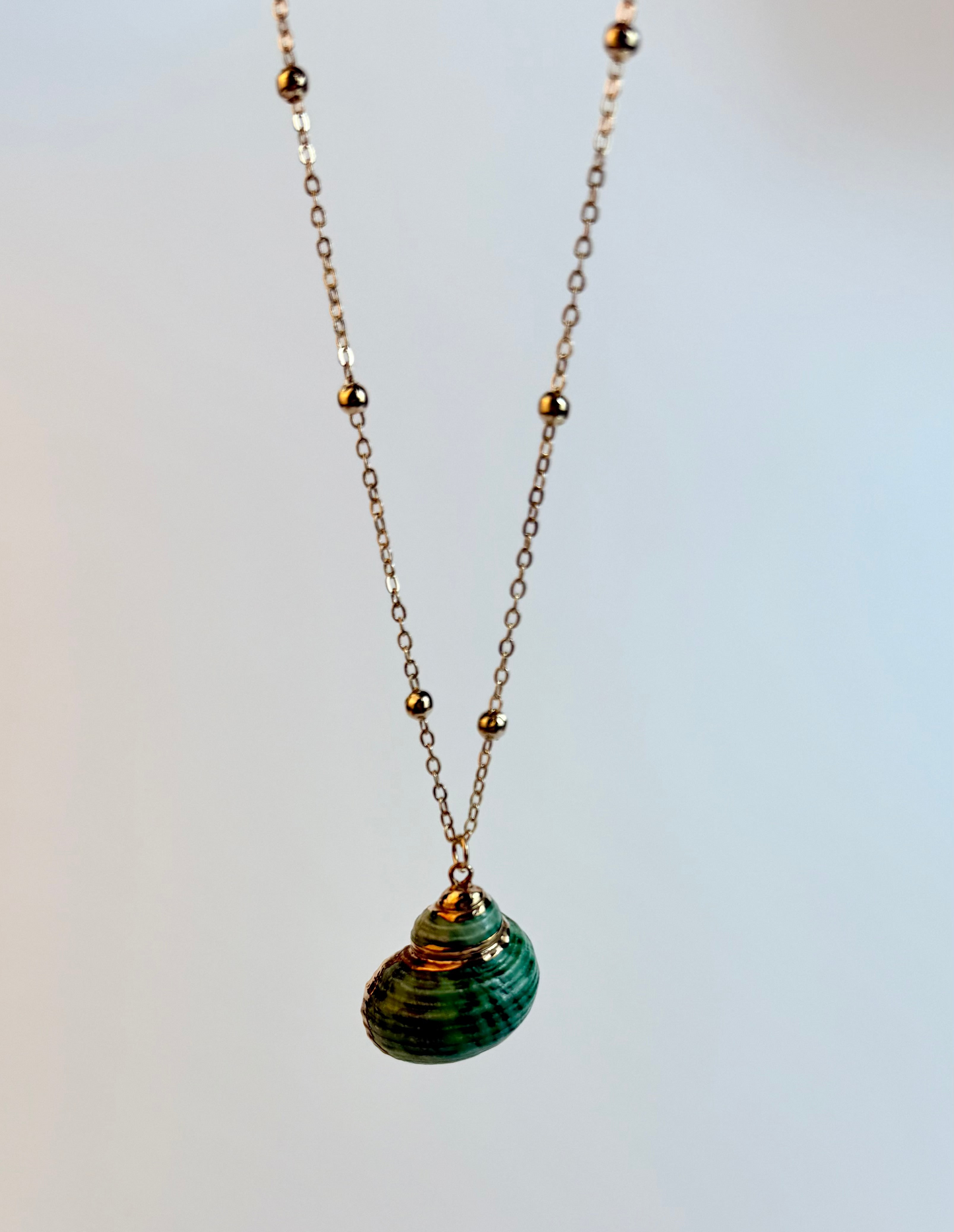 Green and Gold Natural Shell necklace