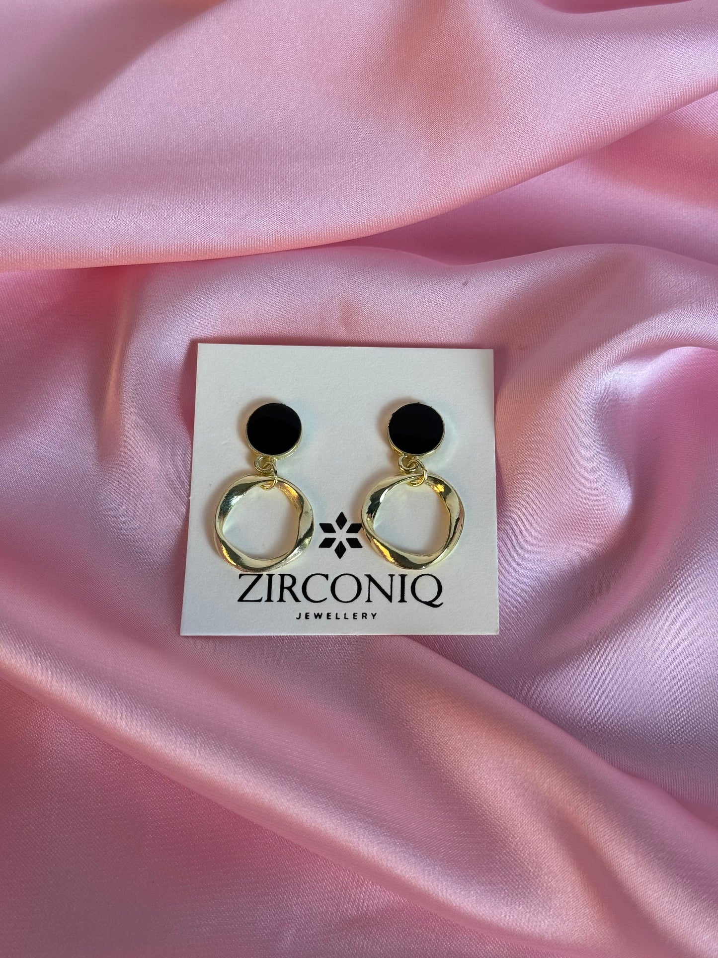 Gold Hoop Black Donut Earrings
