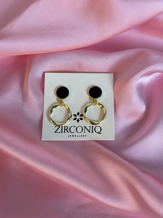 Gold Hoop Black Donut Earrings