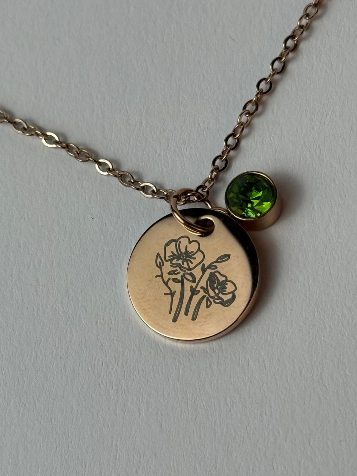 Personalized Birthstone Pendant Rose Gold