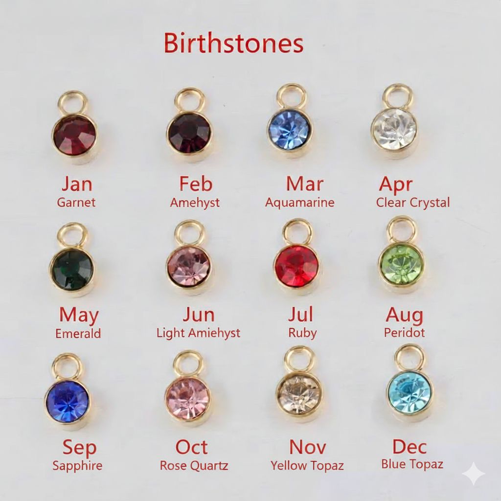 Personalized Birthstone Pendant Rose Silver