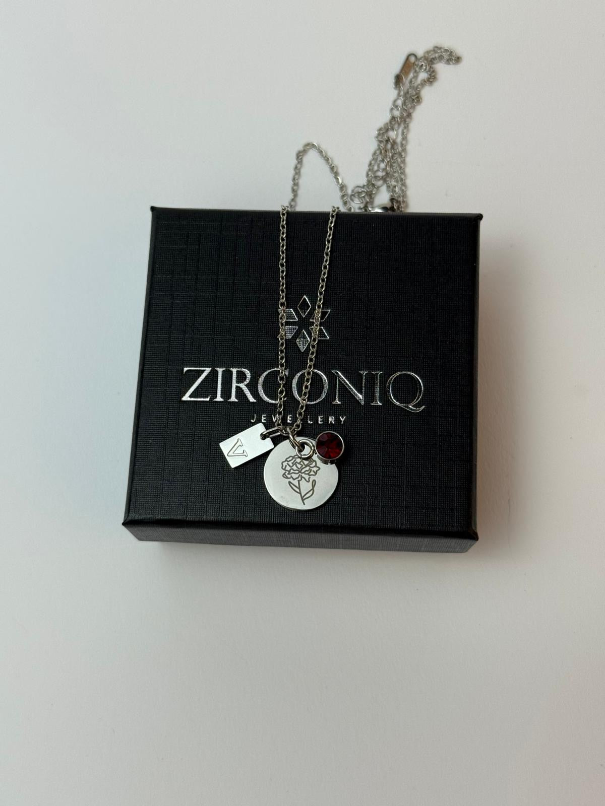 Personalized Birthstone Pendant Rose Silver