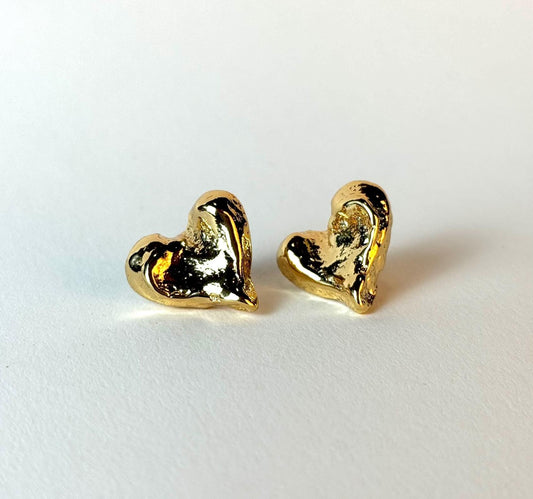 Gold Plated 18k Heart Stud Earrings