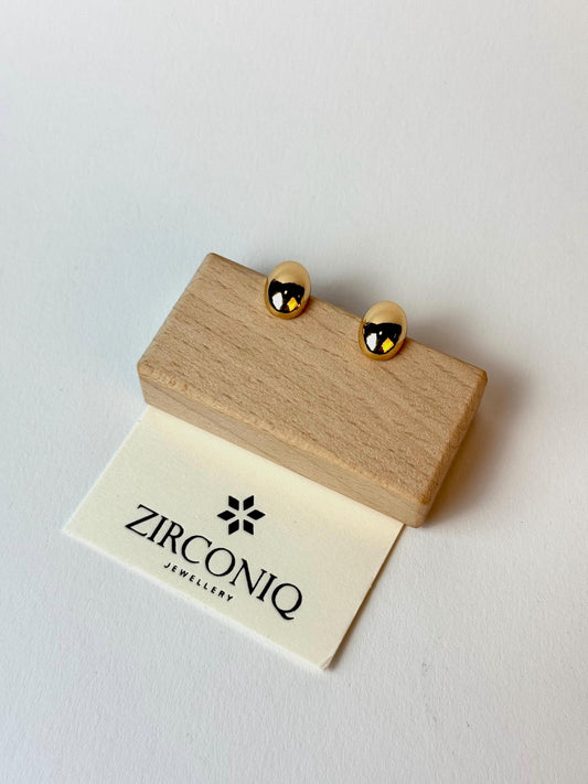 18K Gold-Plated Oval Stud Earrings