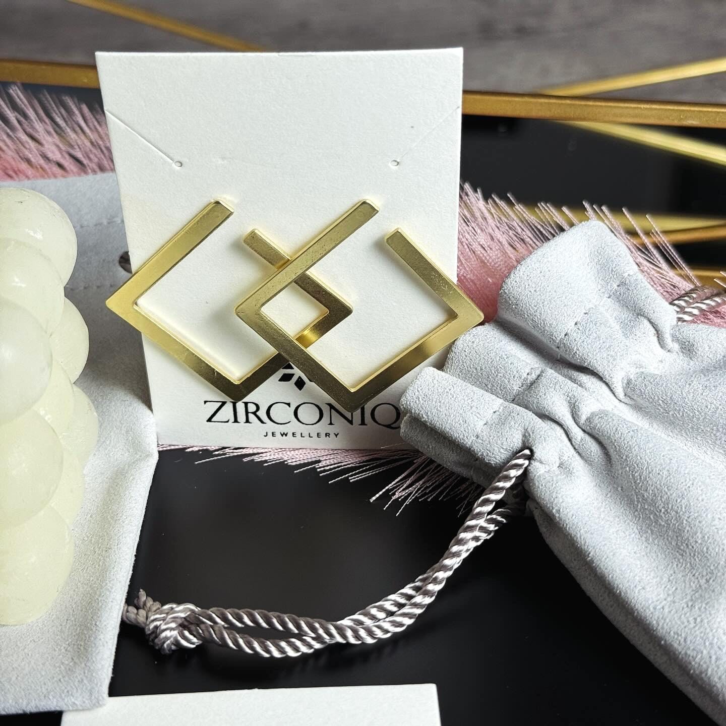 Geometric Gold-Plated Square Earrings