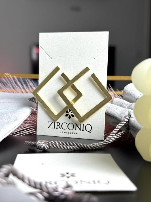 Geometric Gold-Plated Square Earrings