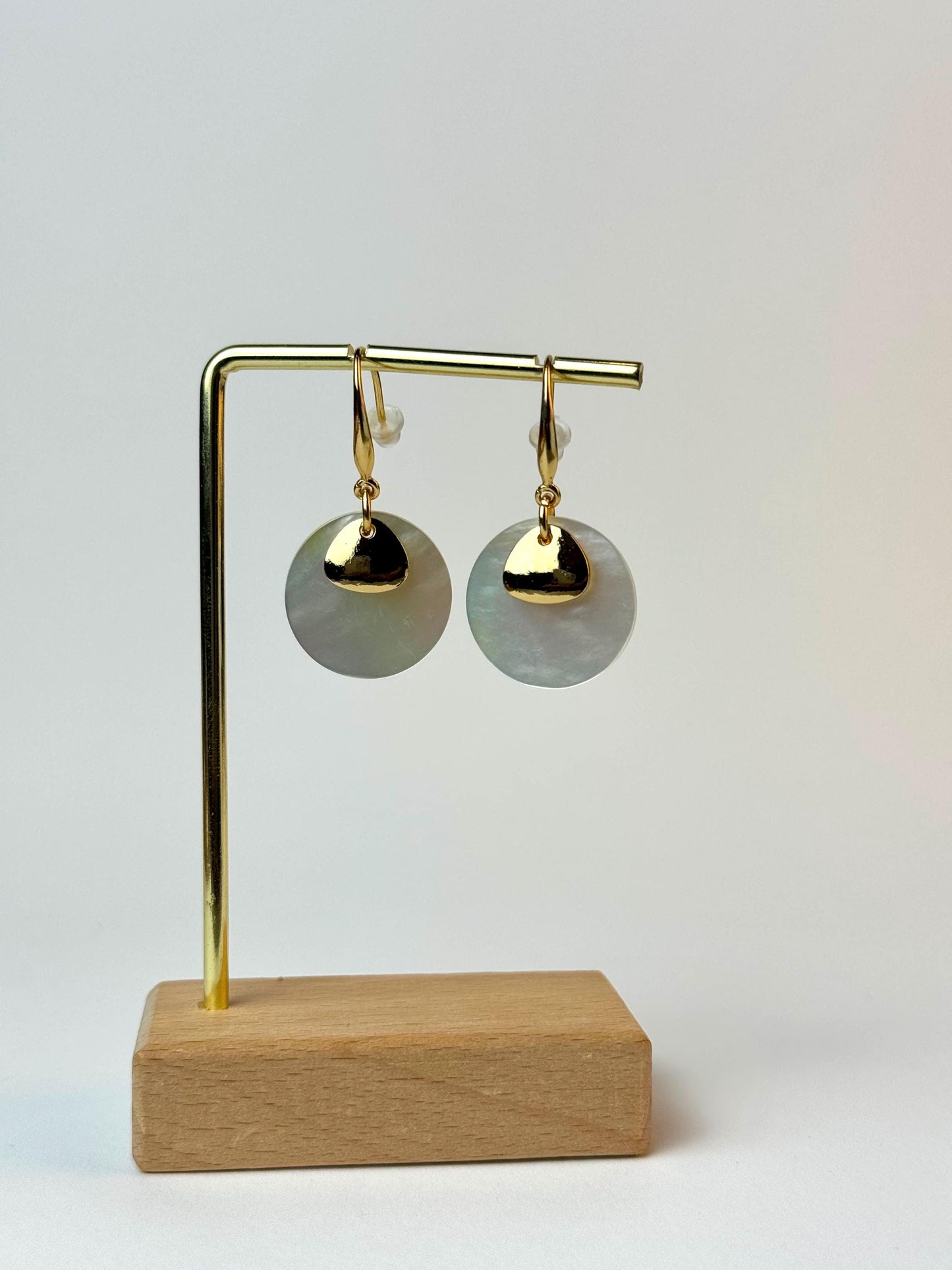18k Gold-Plated Shell Disc Drop Earrings