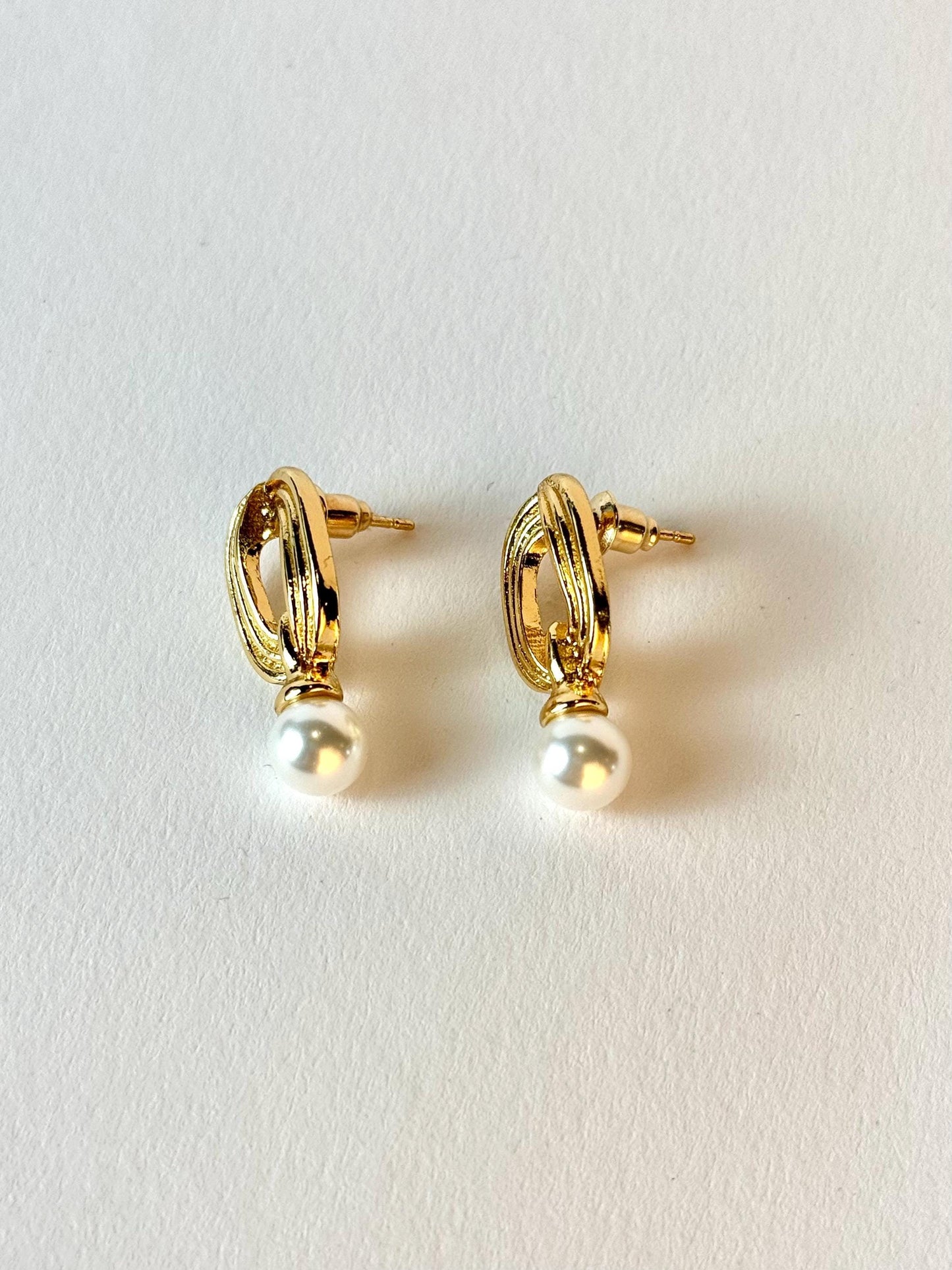 Gold Oval Drop Earrings