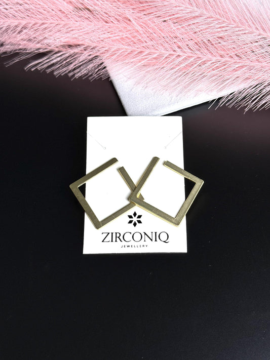 Geometric Gold-Plated Square Earrings