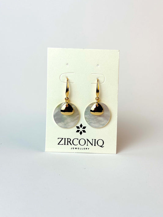 18k Gold-Plated Shell Disc Drop Earrings