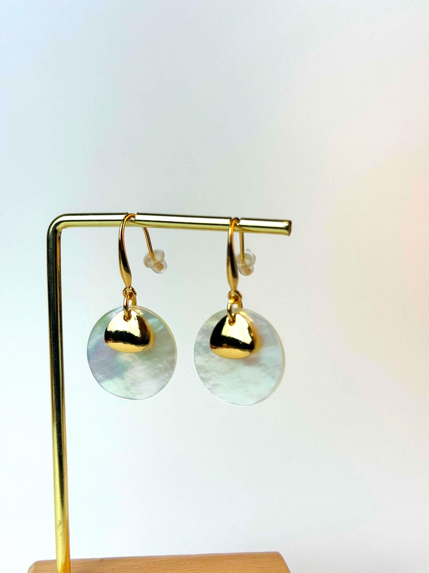 18k Gold-Plated Shell Disc Drop Earrings