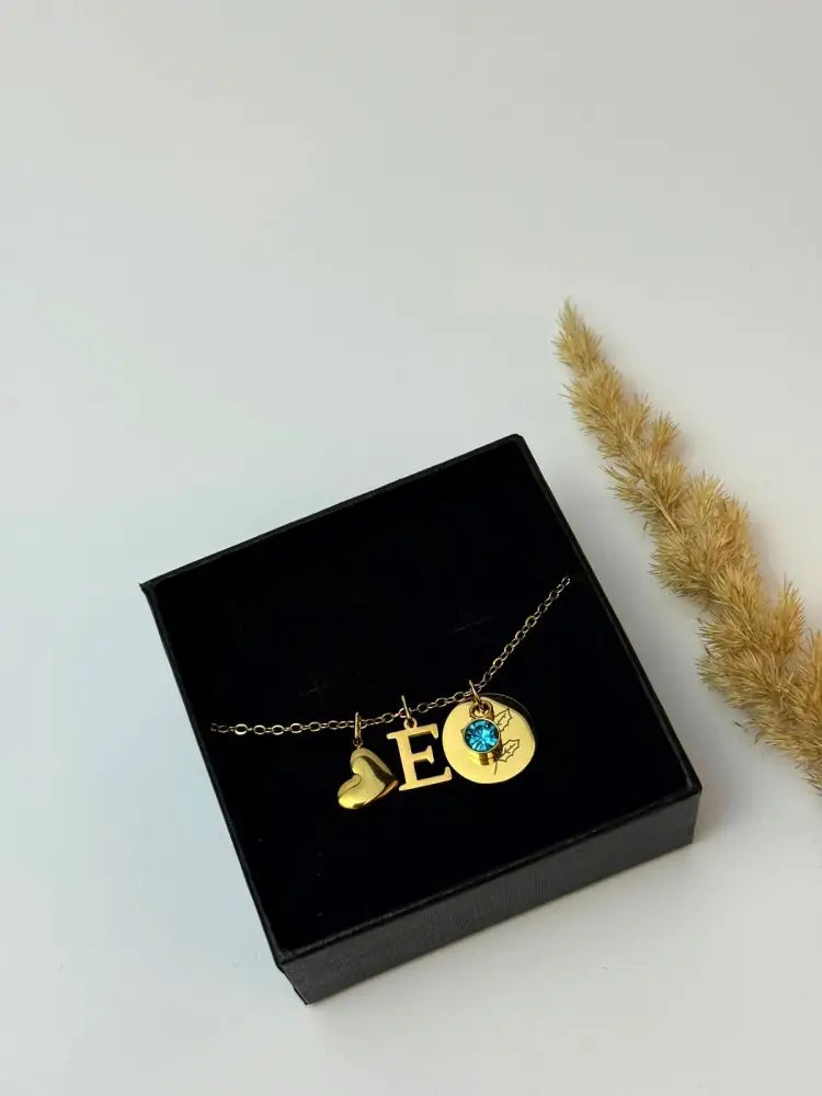 18K Gold Plated Personalized Birthstone Pendant - Golden - Birthstone Necklace