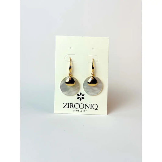 18k Gold-Plated Shell Disc Drop Earrings