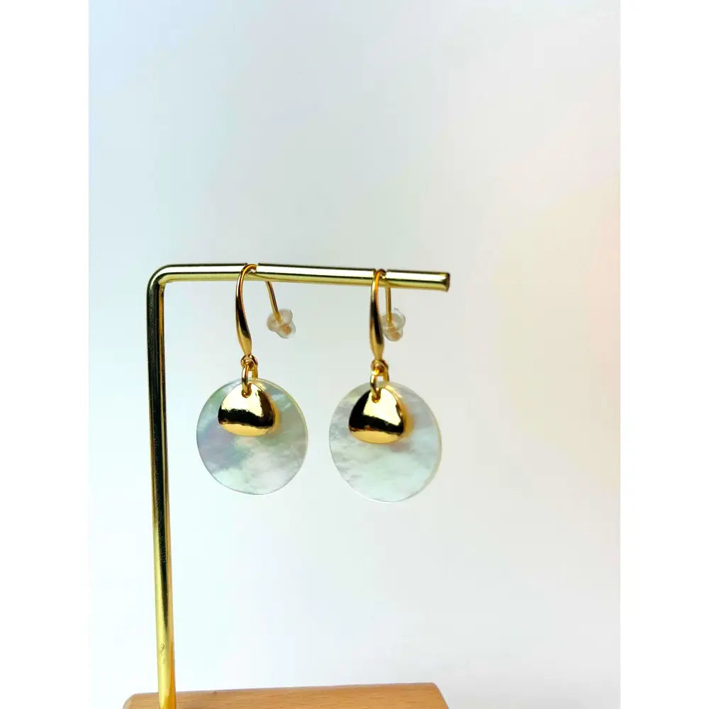 18k Gold-Plated Shell Disc Drop Earrings