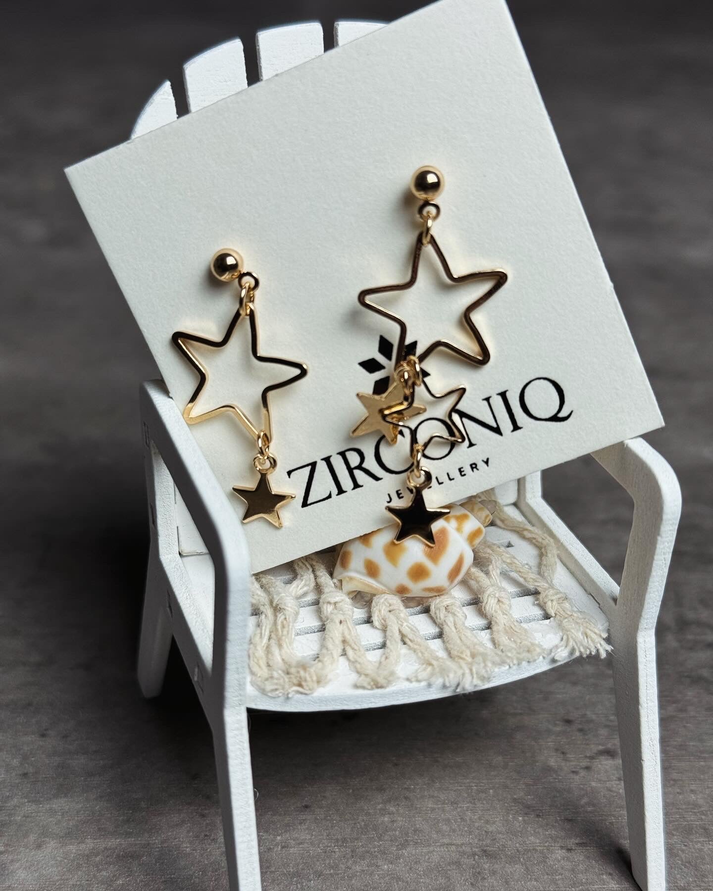Gold Star Dangle Earrings