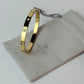 Zircon Studded Stainless Steel Gold Plated Bangle Bracelet - Yellow Gold