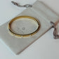 Zircon Studded Stainless Steel Gold Plated Bangle Bracelet - Yellow Gold