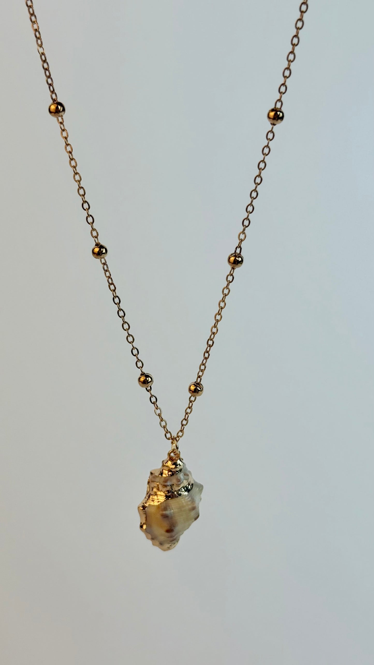 Necklace with a small pendant on a light gray background