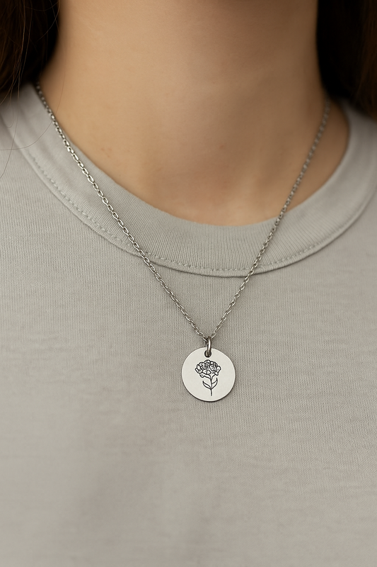 Personalized Birthstone Pendant Rose Silver