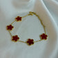 Five Leaf Clover Bracelet Red - Lucky Bracelet