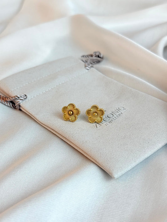 Gold Plated Golden Clover Earrings, Lucky Five Leaves  Clover Earrings, Stainless Steel Gold Plated Earrings, Lucky Jewelry for Her
