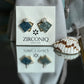 Elegant Blue Enamel Square Pearl Stud