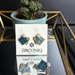 Elegant Blue Enamel Square Pearl Stud