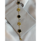 Black and Gold Lucky Bracelet - Double Sided Five Leaf Clover Bracelet