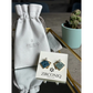 Elegant Blue Enamel Square Pearl Stud