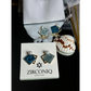 Elegant Blue Enamel Square Pearl Stud