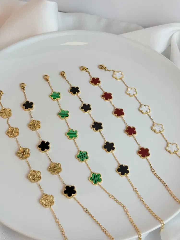 Five Leaf Clover Bracelet Gold - Lucky Bracelet