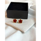 Five Leaf Clover Earrings - Lucky Charm Earrings - Red