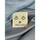 Gold Double Square Earrings with Crystals
