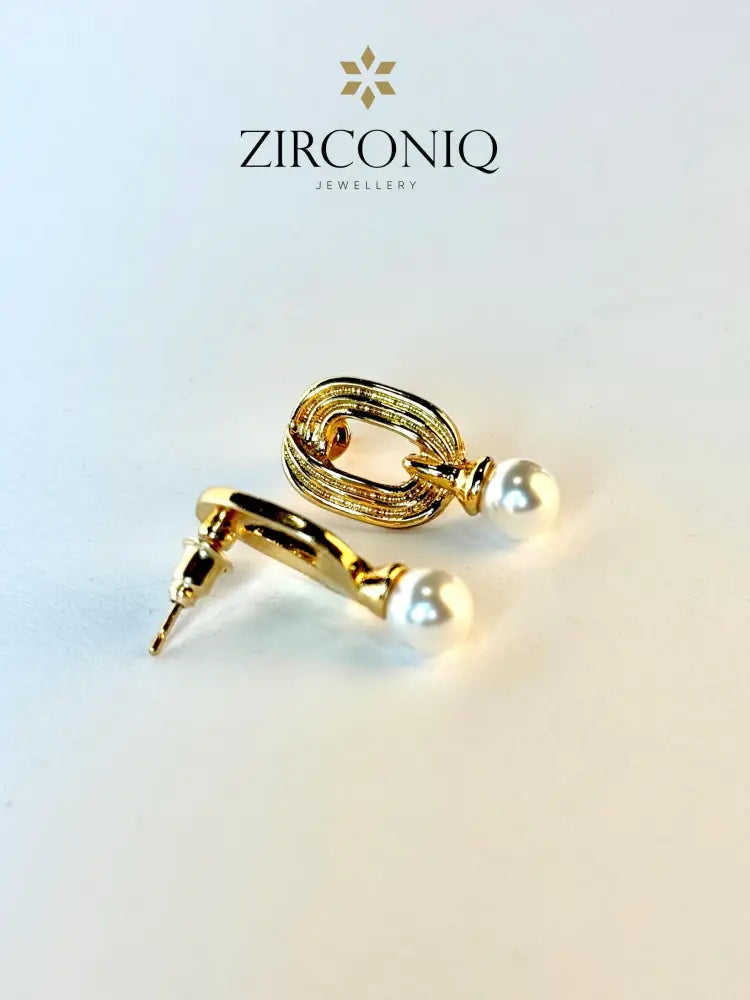 Gold Oval Drop Earrings