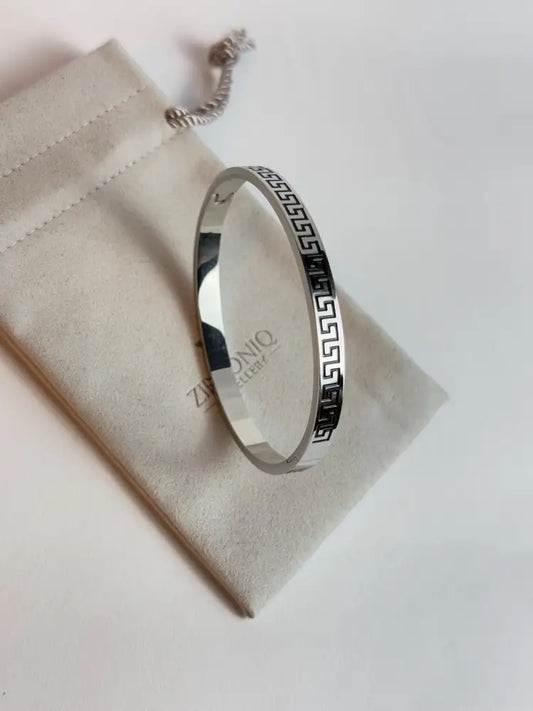 Gold Plated Bangle Bracelet by Zirconiq - Silver
