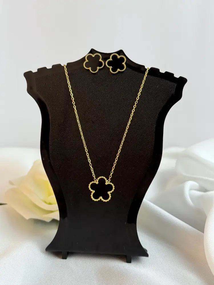 Gold Plated Black Gold Clover Necklace
