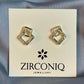 Gold Double Square Earrings with Crystals