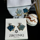 Elegant Blue Enamel Square Pearl Stud