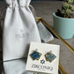Elegant Blue Enamel Square Pearl Stud