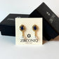 18K Gold Plated Pearl Drop Earrings with Blue Gemstones