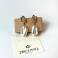 Gold Plated 18k Baroque Shaped Large Pearl Earrings