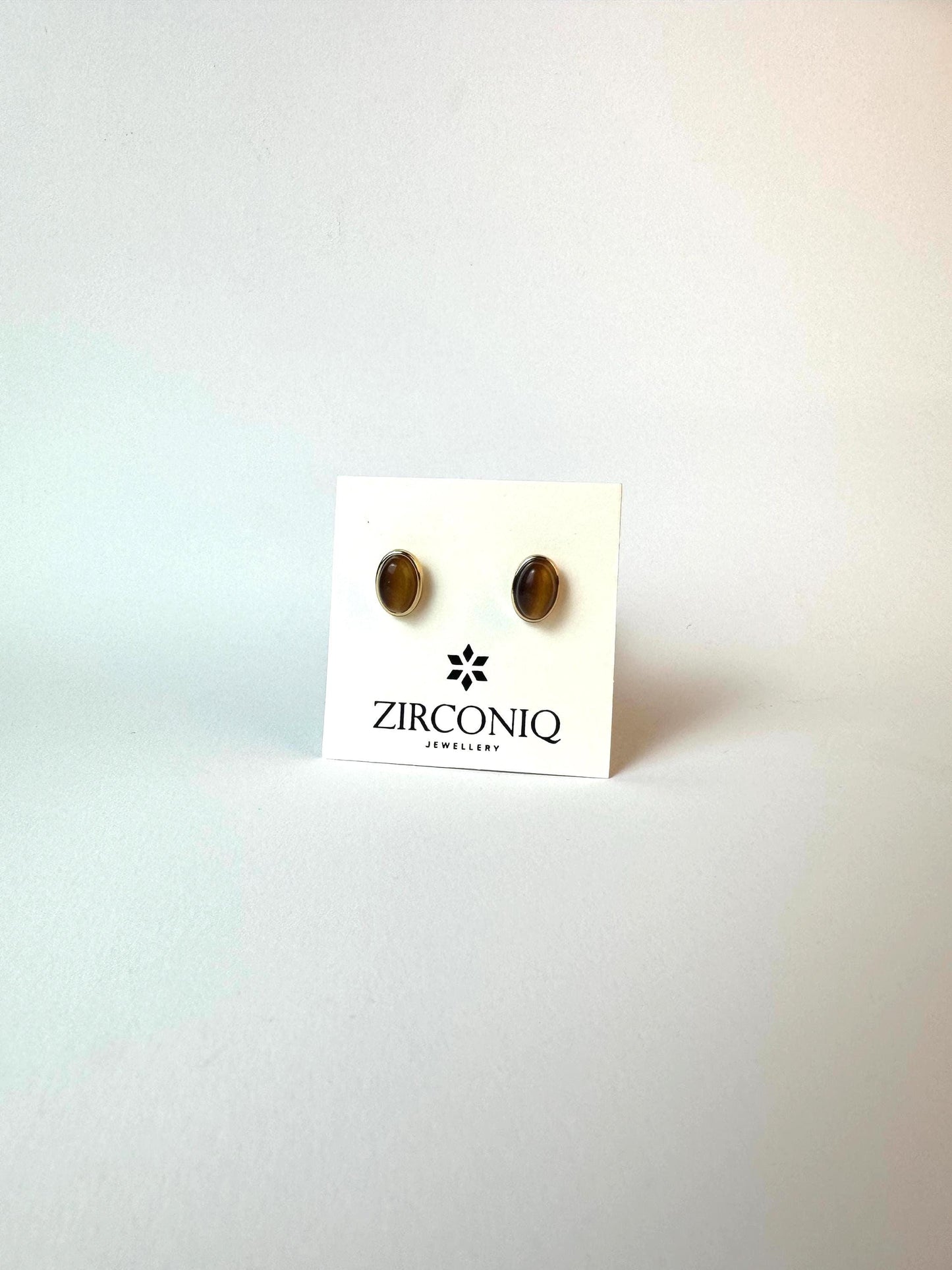 Tiger's Eye Oval Stud Earrings, Simple Gemstone Earrings