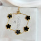 Five Leaf Clover Bracelet Black - Lucky Bracelet